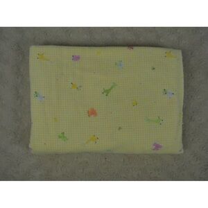Vintage Carter's Baby Receiving Blanket Yellow White Gingham Plaid Animal Print